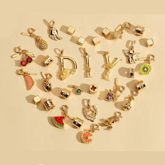 Fashion Geometric Tropical Fruit Pendant Brass Titanium Steel Cubic Zirconia Plated Charm Bar for Unisex