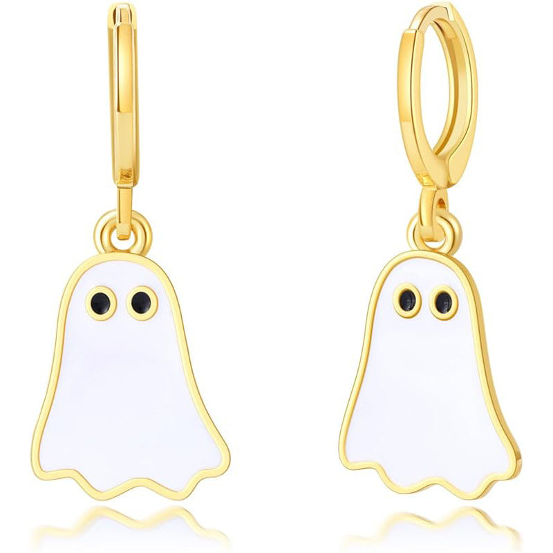 Pendientes de aleación con forma de fantasma para mujer, con acabado galvanizado, joyería minimalista geométrica para fiesta de Halloween