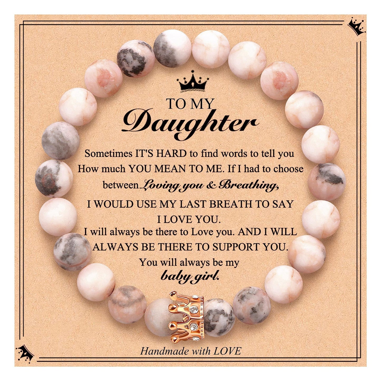 Elegant Crown Brass Bracelet with Natural Agate and Rhodochrosite Beads