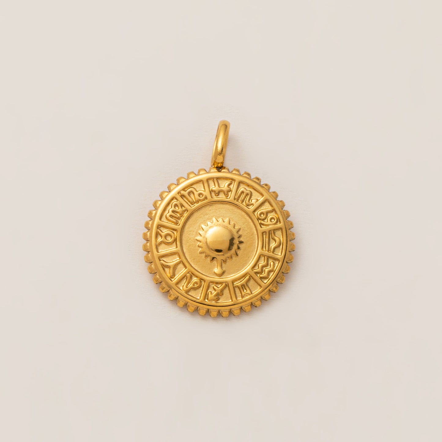 Vintage PVD 18K Gold Plated Stainless Steel Geometric Moon Sun Pendant Cable Chain Necklace Charm Bar