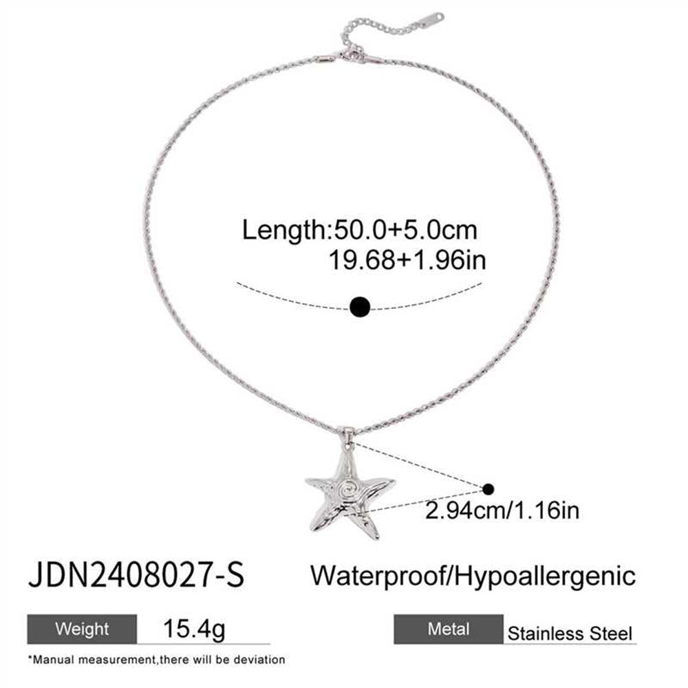 Elegante Collana a Forma di Stella Marina in Acciaio al Titanio con Finitura Placcata per Donne, Pendente Geometrico Minimalista su Catena in Acciaio Inossidabile