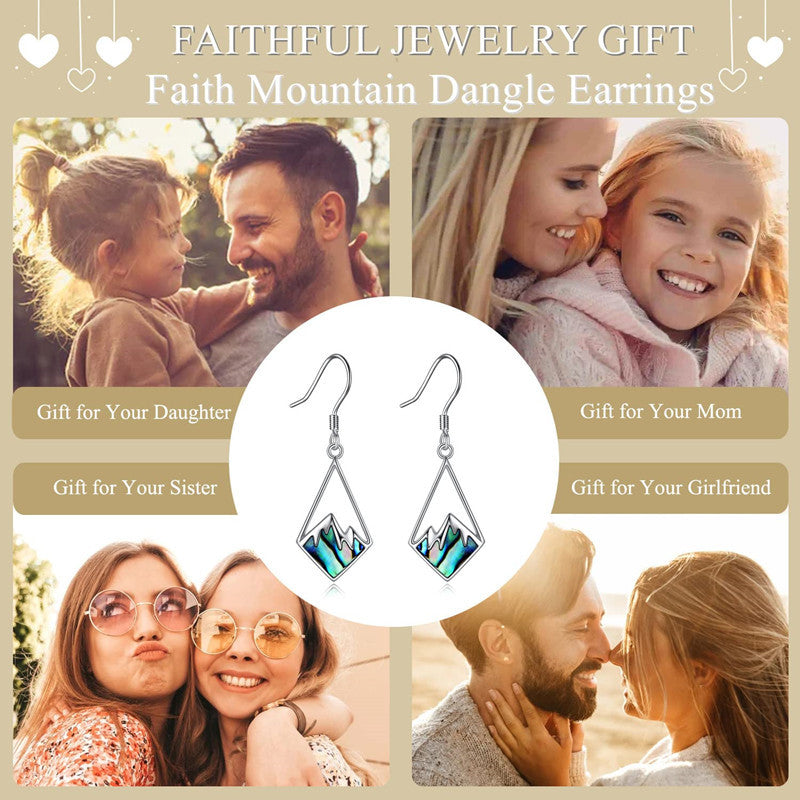 Minimalist Natural Style Polished Stainless Steel Hill-Shaped Faith Earrings for Women