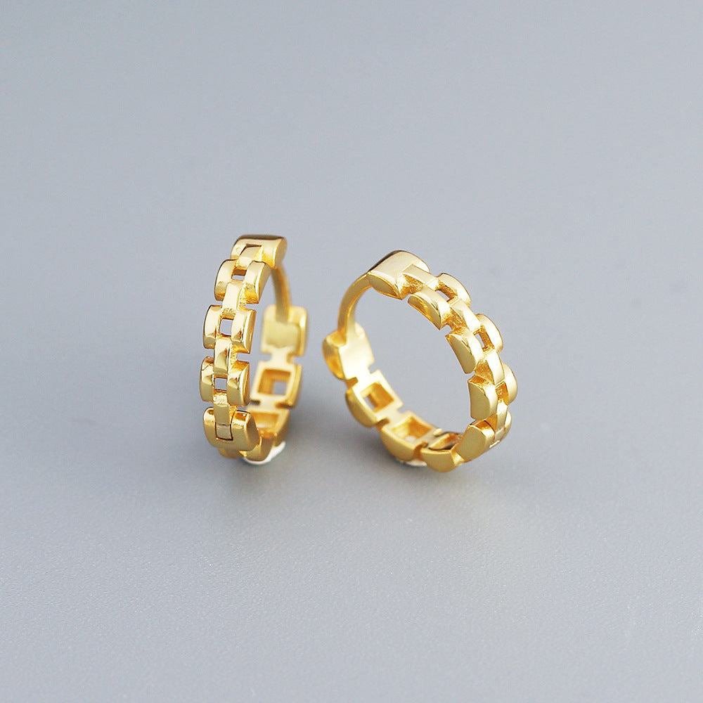 Orecchini a perno da donna in argento Sterling S925 geometrici minimalisti con finitura placcata