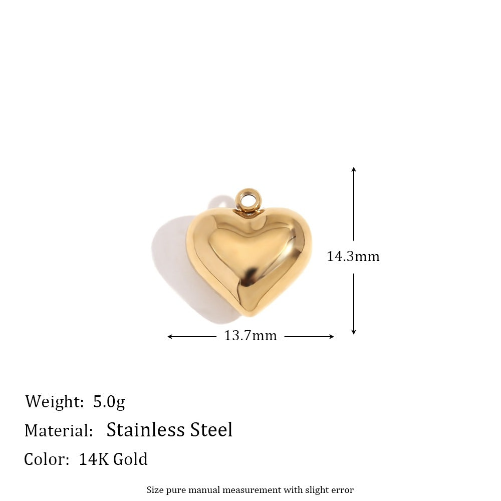 Minimalist Geometric Pendant with 14K Gold Plated Stainless Steel Round Heart Shape and Greek Key Pattern for DIY Jewelry Making