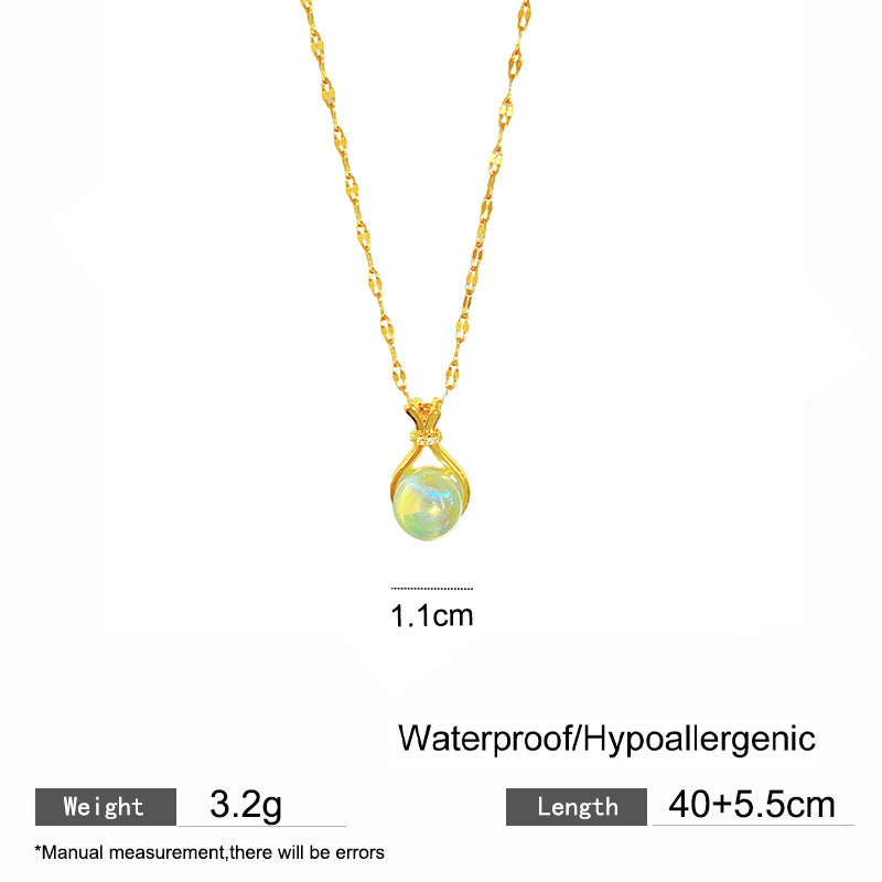 Minimalist Sweet Round Geometric Titanium Steel Plated Necklace with Brass Pendant for Unisex