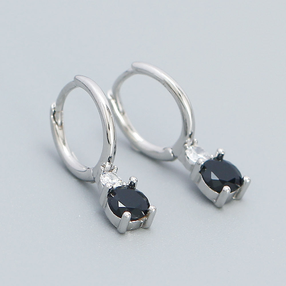 Minimalist 925 Sterling Silver Geometric Square Cubic Zirconia Inlay Hoop Earrings for Women