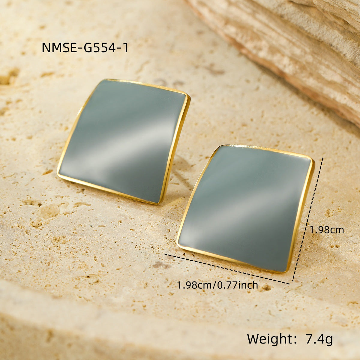 Minimalist French Retro Geometric Stainless Steel Earrings with Enamel Finish for Women, Versatile Fall Winter Fashion Ear Jewelry