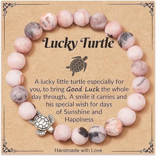 Sweet Matte Plated Zinc Alloy Turtle Turquoise Round Bead Bracelet Unisex