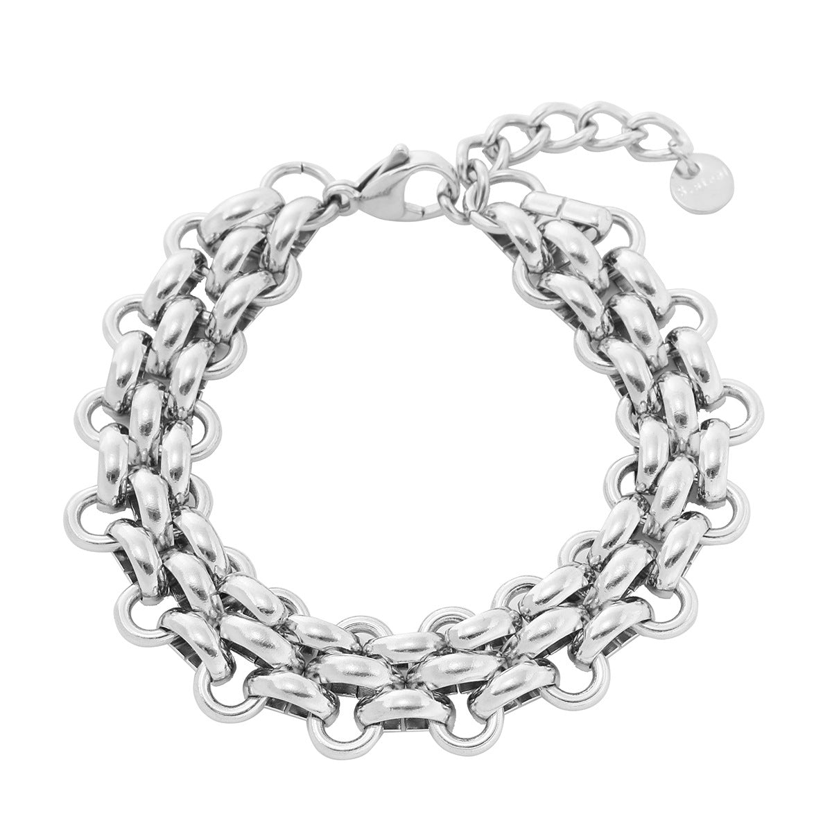 Bracciale da donna in acciaio di titanio geometrico alla moda con placcatura in oro 18 carati e finitura metallica