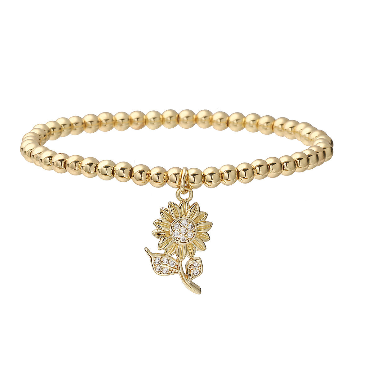 Geometric Sunflower Plated Brass Bracelet for Women