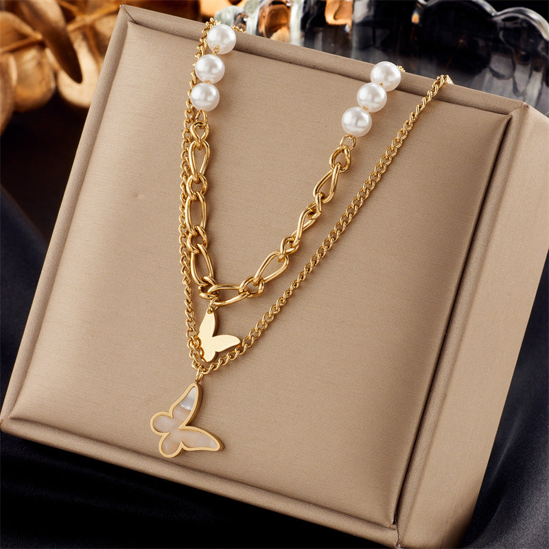 Collana da Donna Minimalista alla Moda in Acciaio Inossidabile con Ciondolo a Stella e Cuore Irregolare Multistrato