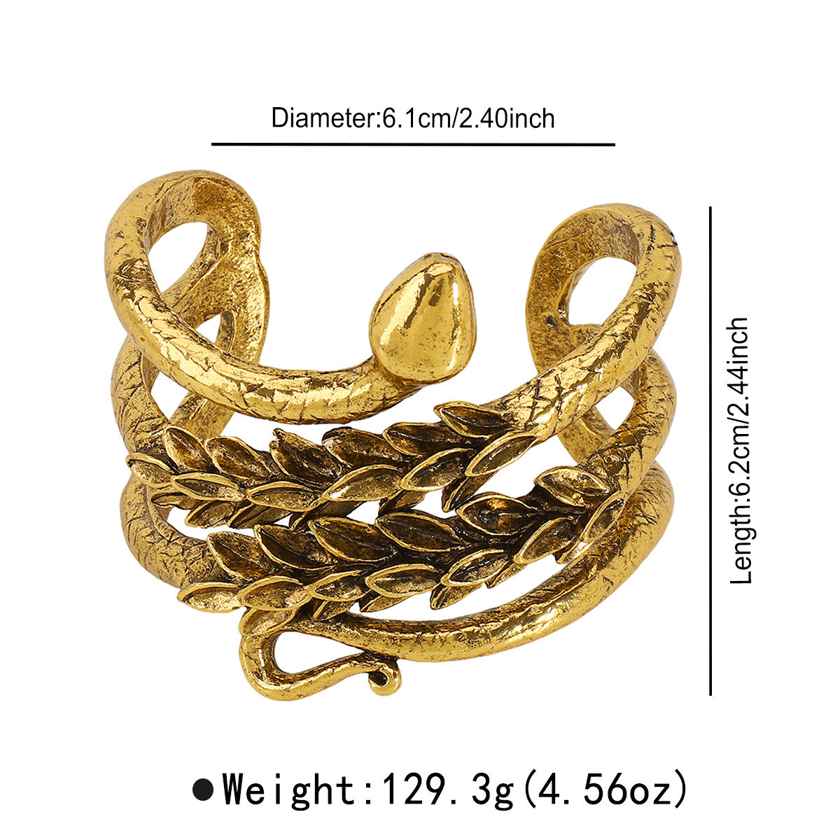 Pulsera de serpiente de aleación con forma de animal de inspiración vintage para mujer con acabado galvanizado y diseño de varias vueltas