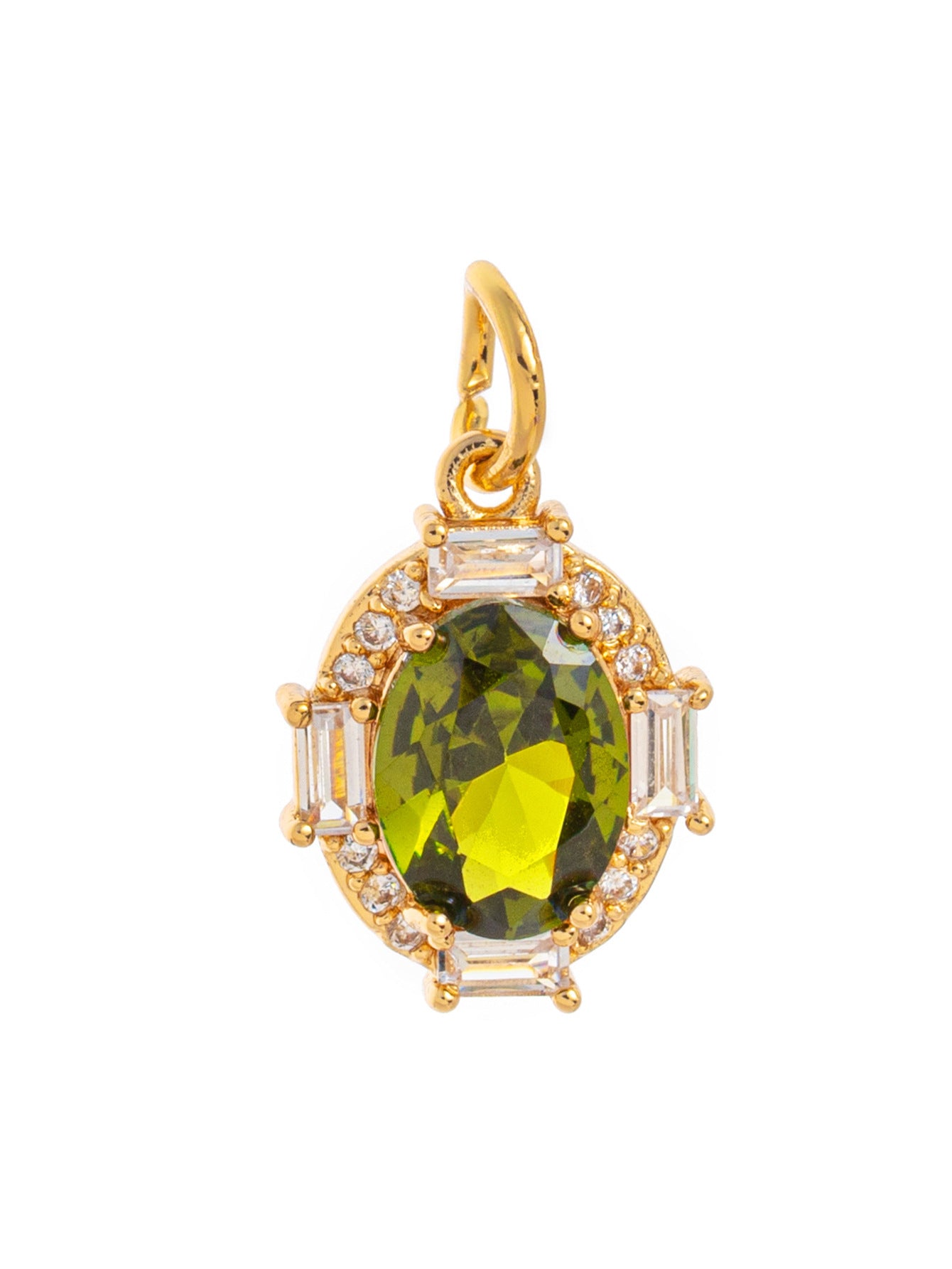 Minimalist Oval Geometric Brass Pendant with Cubic Zirconia December Birthstone for Women