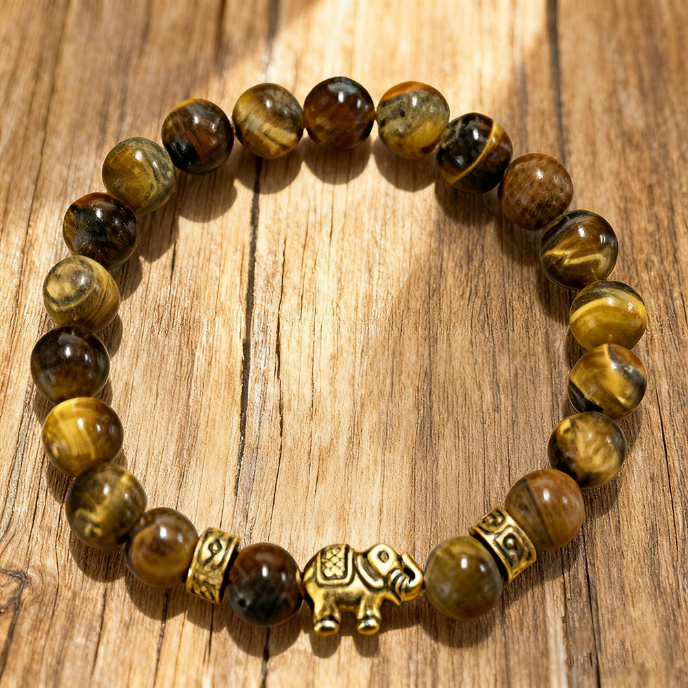 Unique Geometric Handmade Tiger's Eye Bracelet for Men and Women