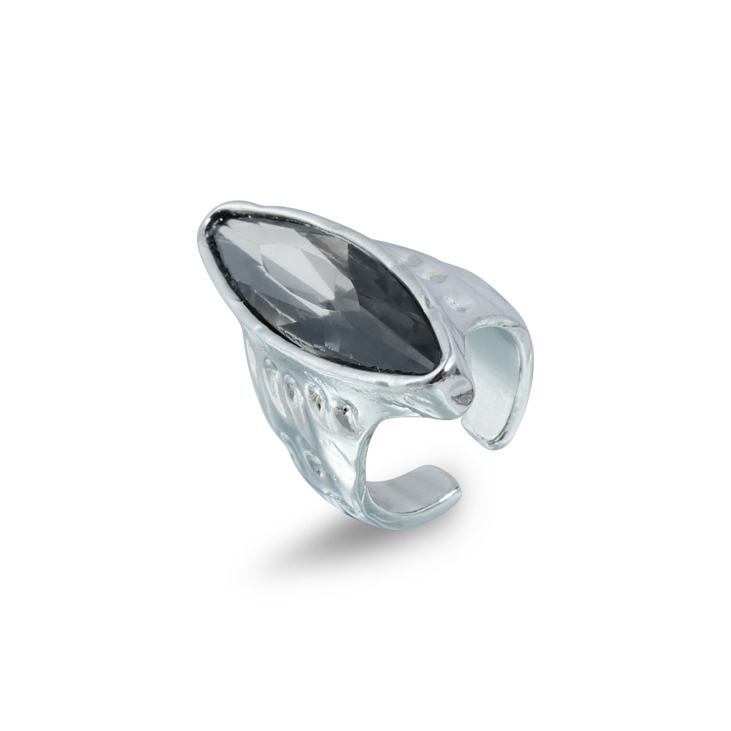 Sweet Streetwear Geometric Black Rhinestone Plated Adjustable Ring for Women