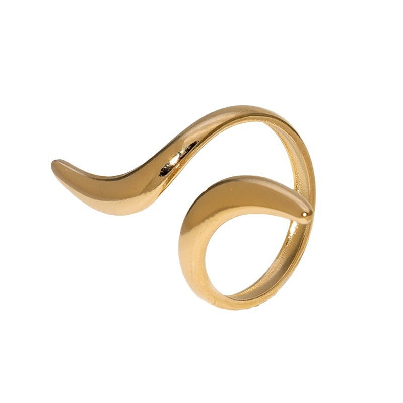 Minimalist Geometric Titanium Steel Adjustable Ring for Women with Plated Finish and Clean Line Design