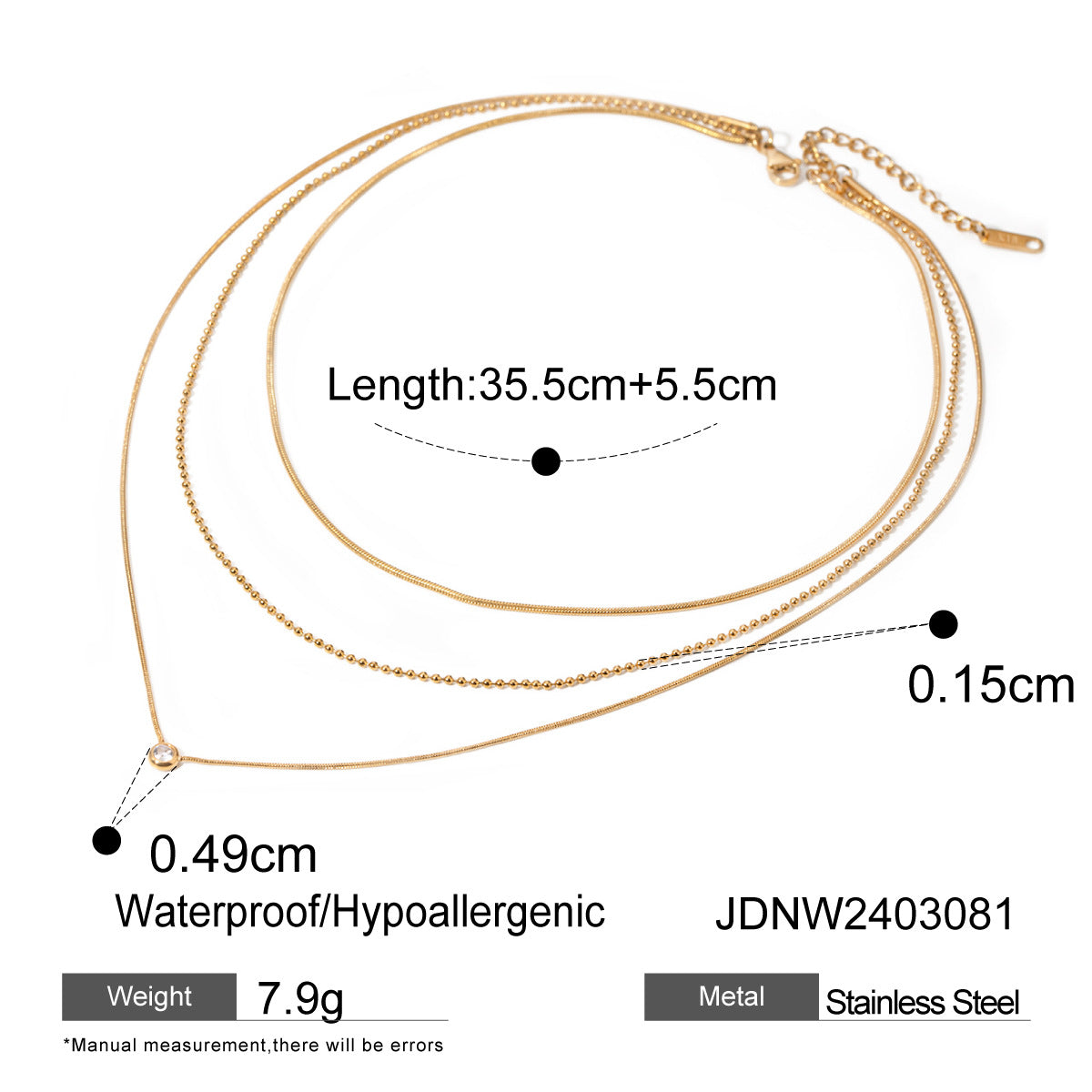 Minimalist Elegant Heart Stainless Steel Plated Necklace for Women