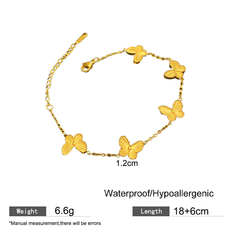 Minimalist Sweet Laser Plated Titanium Steel Butterfly Bracelet Unisex