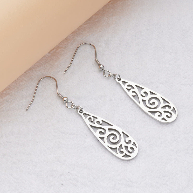 Sweet and Edgy Geometric Stainless Steel Hoop Earrings with Plated Finish Long Fashion Ear Jewelry for Women