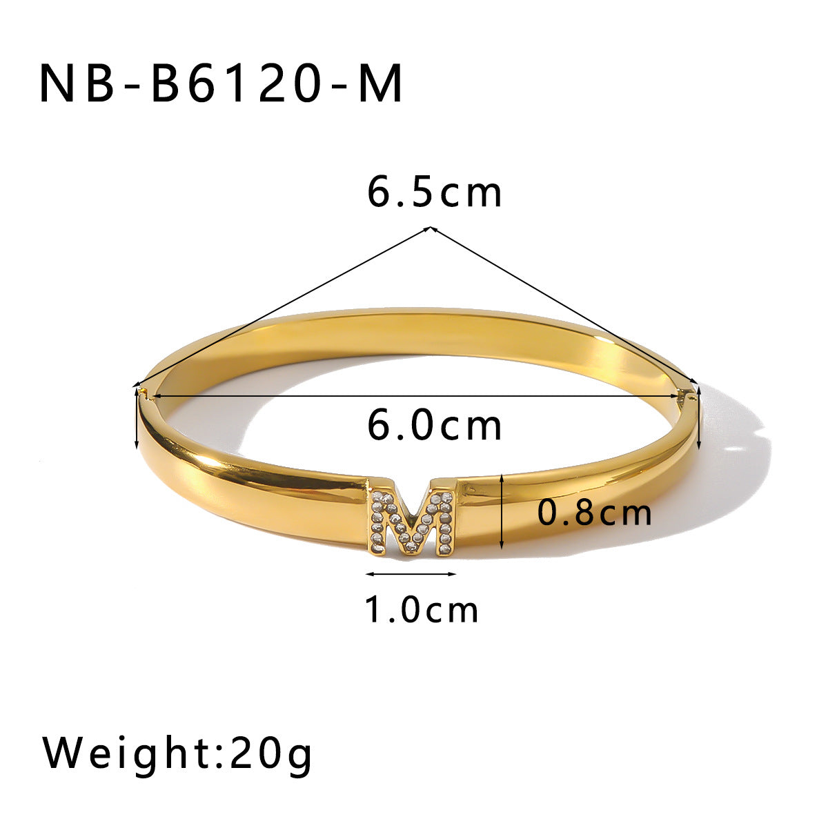 Ins Style Geometric Letter Bracelet for Women in Stainless Steel with Rhinestone Inlay and 18K Gold Plating