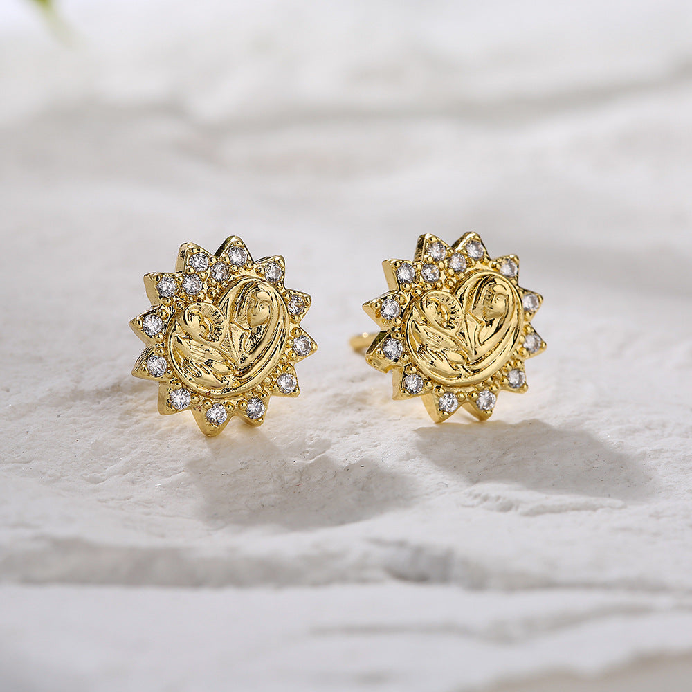 Minimalist Geometric Stud Earrings for Women Copper Base with 18K Gold Plating and Micro-Pave Zirconia