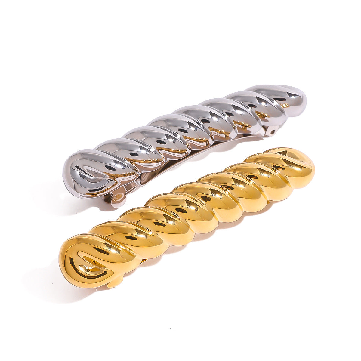 Fermaglio per capelli da donna minimalista geometrico in acciaio inossidabile per frangia con finitura placcata