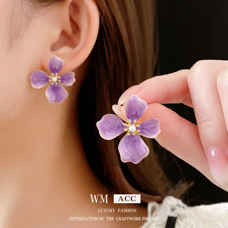 Vintage-Style Butterfly Earrings with Enamel Finish in Alloy Base and 14K Gold Posts for Women