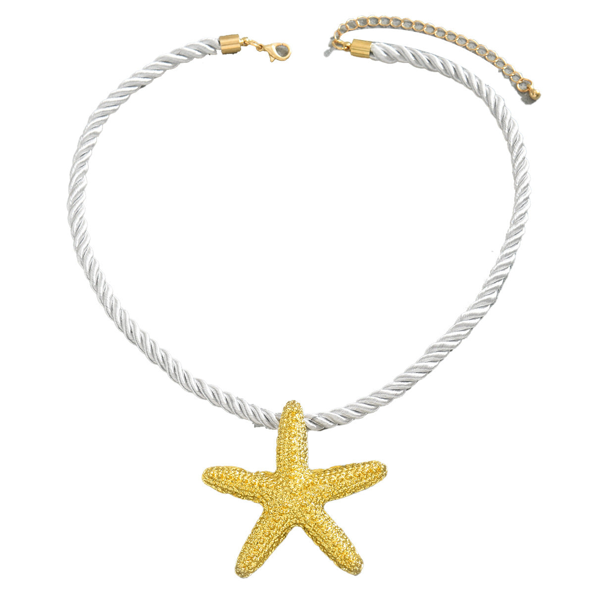 Collar con colgante de estrella de mar minimalista de aleación de zinc con acabado chapado en cadena de cuerda trenzada para estilo veraniego unisex
