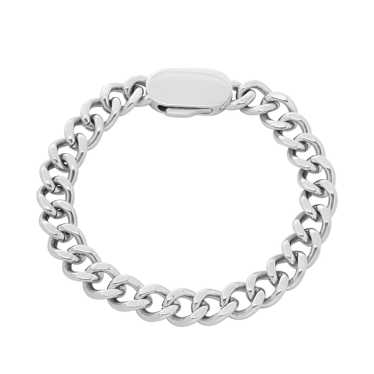Hip-hop Punk Geometric Round 18K Gold Plated Titanium Steel Stainless Steel Cuban Link Chain Bracelet Charm Bar