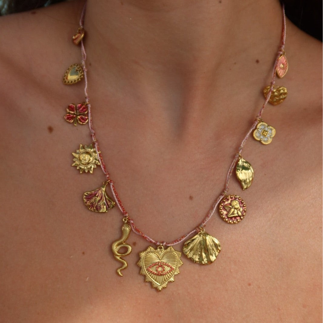 Collana con ciondolo a barra a forma di cuore, croce e stella in acciaio al titanio placcato, stile casual, unisex