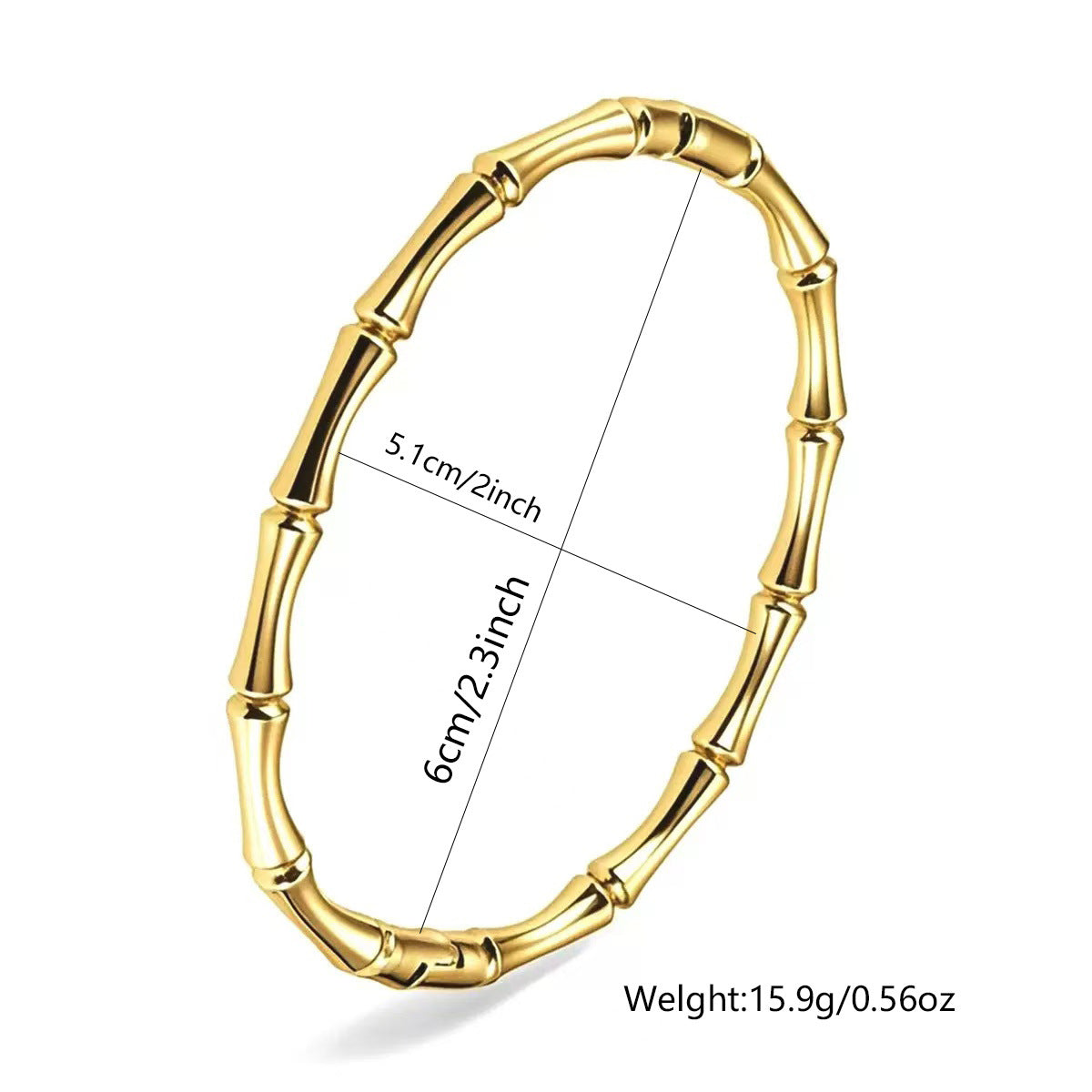 Minimalist 18K Gold Plated Drip Oil Bamboo Stainless Steel Bracelet