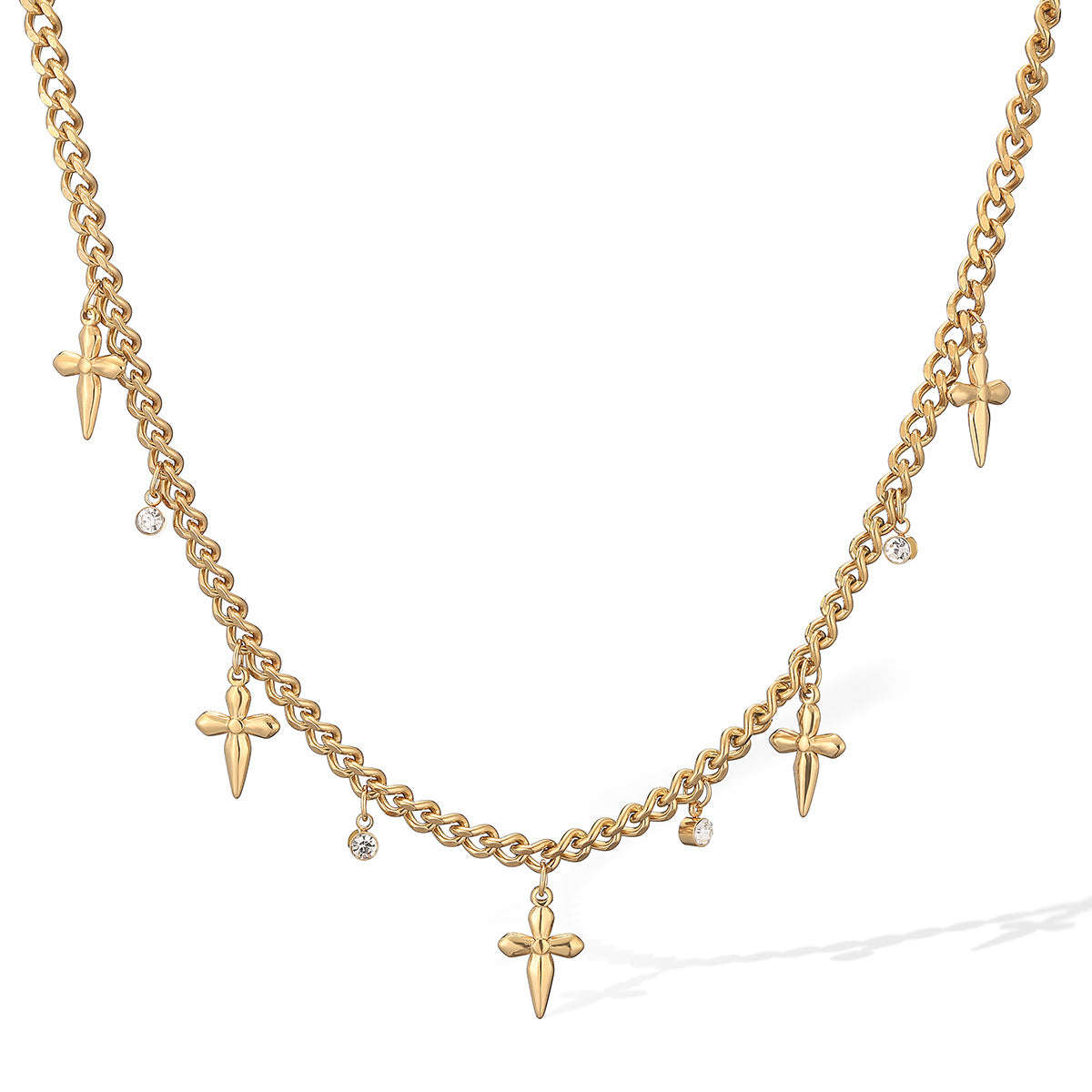 Collana Pendente Geometrica Minimalista da Donna in Acciaio Inossidabile Placcato Oro 18K con Catena Clavicola