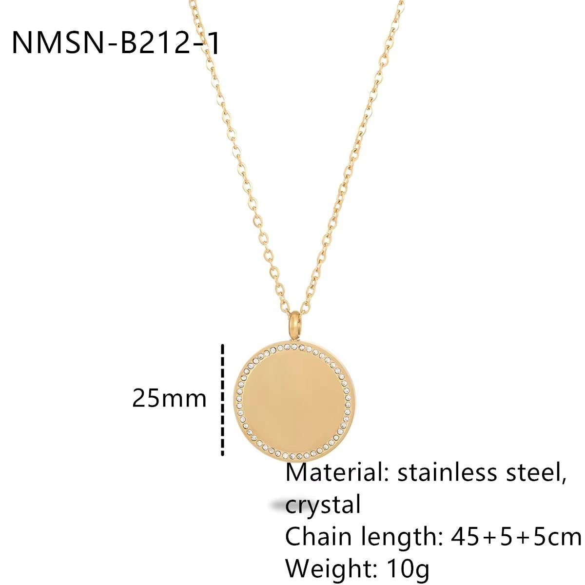 Collar de acero de titanio minimalista con incrustaciones de diamantes de imitación redondos y en forma de corazón para mujer con acabado chapado