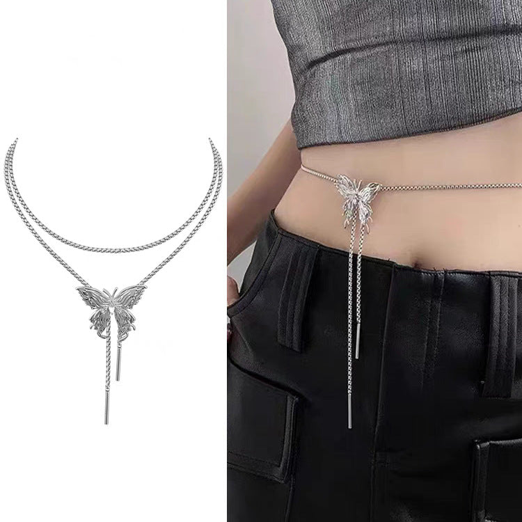 Catena da cintura in acciaio inossidabile stile Hip Hop da donna con finitura liscia minimalista, lunghezza regolabile per abiti e gonne