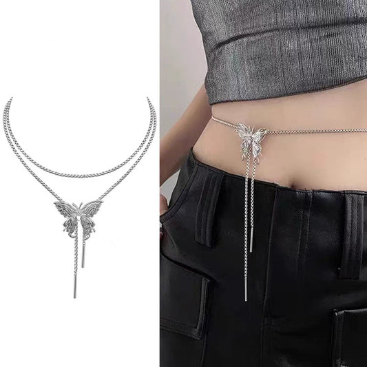 Catena da cintura in acciaio inossidabile stile Hip Hop da donna con finitura liscia minimalista, lunghezza regolabile per abiti e gonne