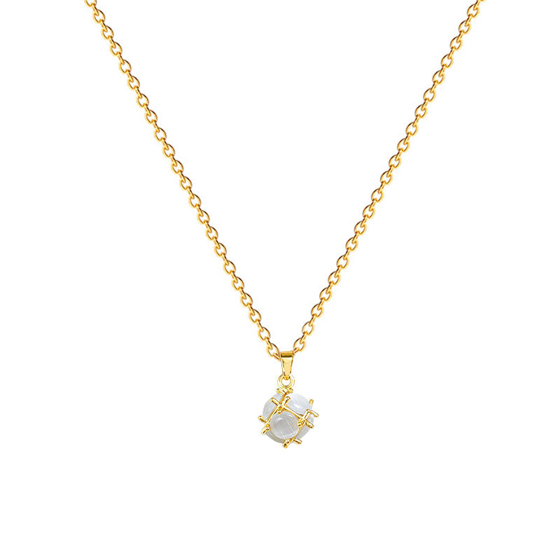 Collar minimalista de lujo con colgante de ojo de gato de dibujos animados, de acero inoxidable, con cadena de clavícula y acento de estrella, para mujer