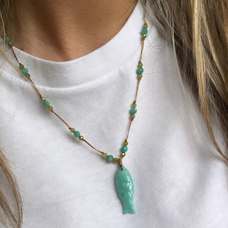 Collana Minimalista Geometrica e a Forma di Animale in Acciaio Inossidabile con Ciondoli a Forma di Pesce Rosso, Stella Marina e Pesce Tropicale Placcata Sottovuoto Unisex