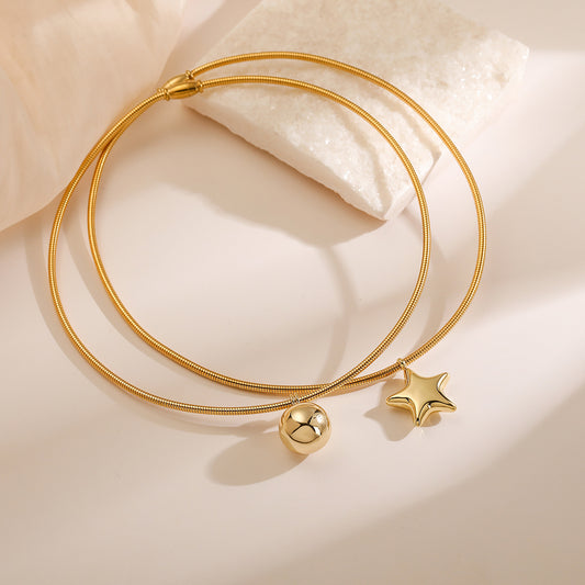 Collana pendente a stella geometrica minimalista da donna in acciaio al titanio con design irregolare e stile a medaglione d'ispirazione vintage