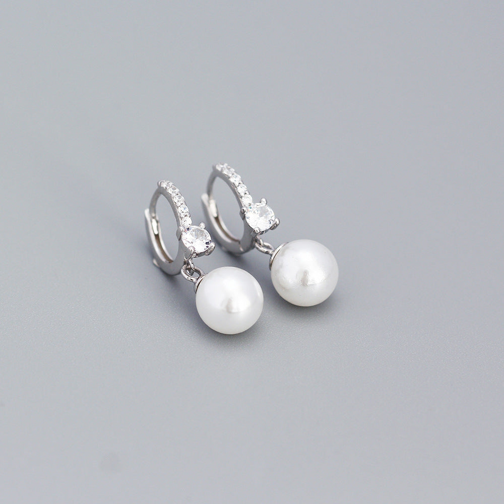 Orecchini a Cerchio Minimalisti Geometrici in Argento Sterling con Intarsio di Strass da Donna