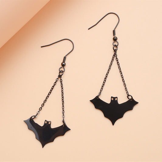 Pendientes de murciélago geométricos de acero inoxidable, dulces y atrevidos, con borlas largas para mujer