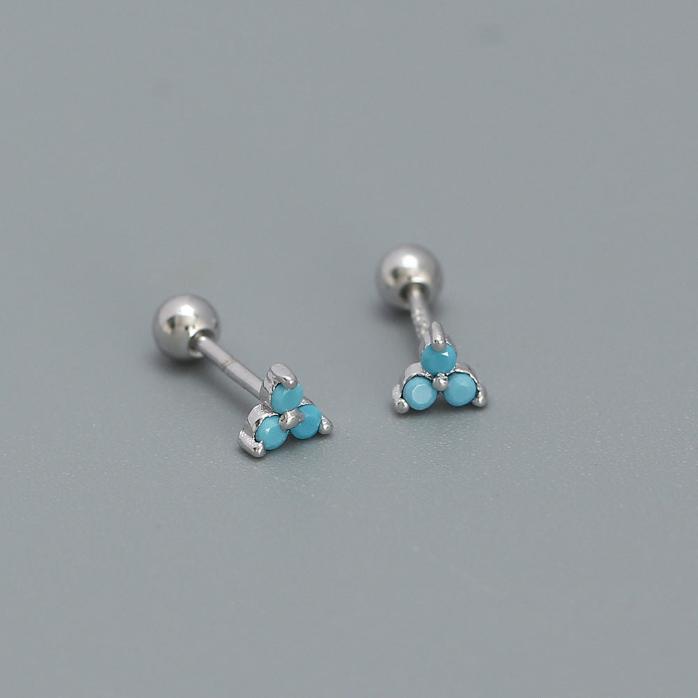 Minimalist Clover-Shaped 925 Sterling Silver Threader Ear Cuffs with Geometric Dot Pattern