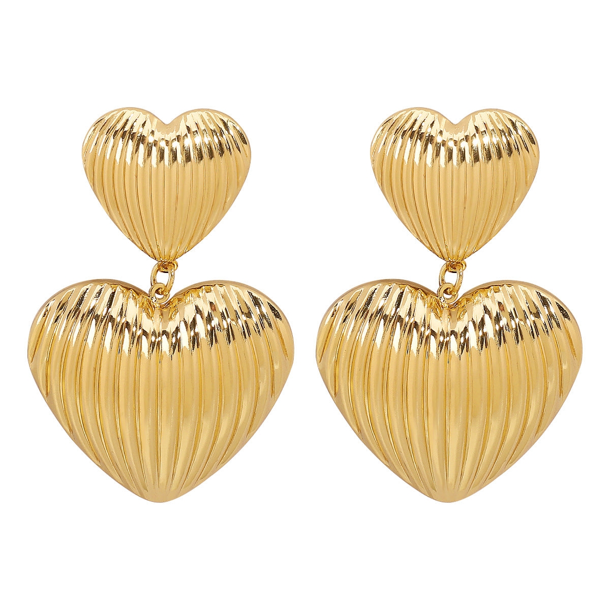 Pendientes de hierro con forma de corazón, diseño geométrico minimalista, estilo vintage retro, con acabado chapado