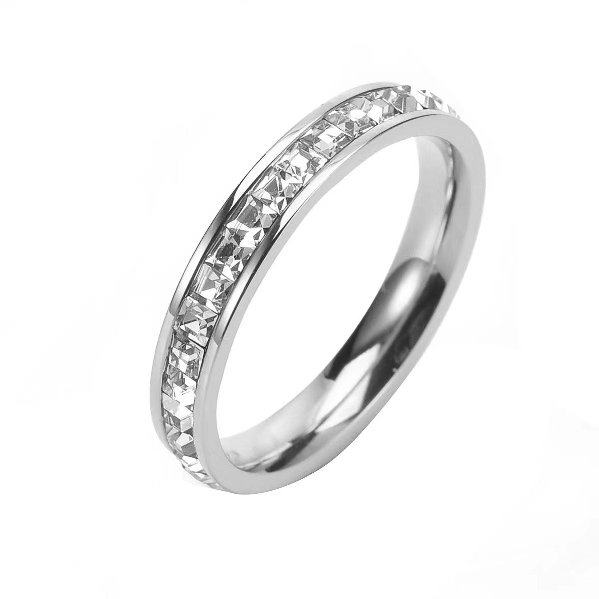 Anello "Cielo Stellato" Geometrico con Strass in Acciaio al Titanio per Uomo e Donna