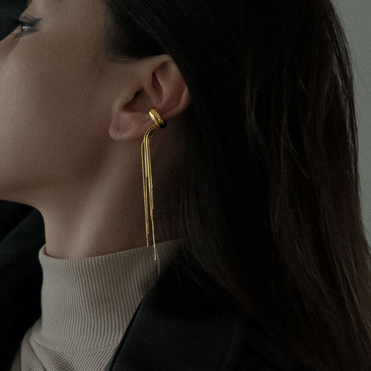 Orecchini a Cerchio Geometrici in Acciaio Inossidabile con Nappe da Donna, Polsini Lusso Placcati, Gioielli di Moda Leggeri Senza Piercing