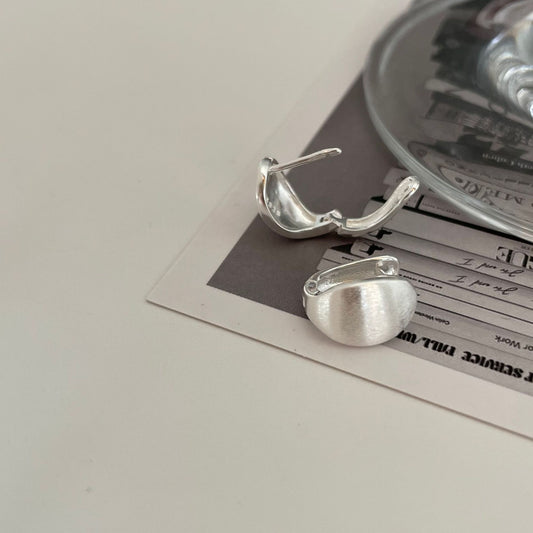 Minimalist Sweet 925 Sterling Silver Brushed Plated Letter Oval Geometric Earrings for Women