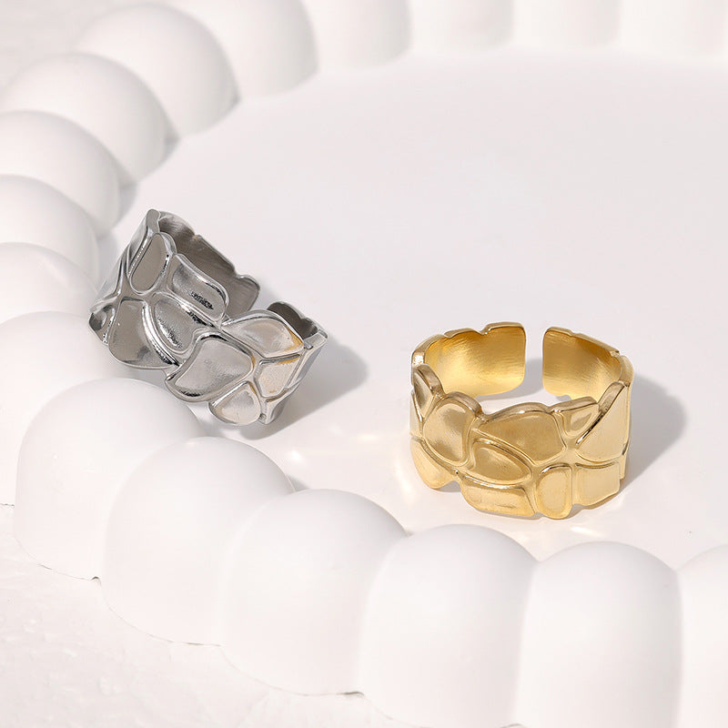 Anello Aperto Irregolare Geometrico Minimalista Gioielli da Donna in Acciaio Inossidabile Placcato Oro 18K