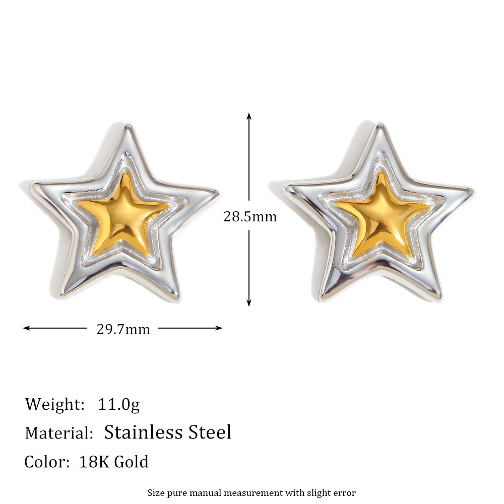 Fashionable Floral Frame Circle Pearl Stud Earrings for Women in Stainless Steel with 18K Gold Plating
