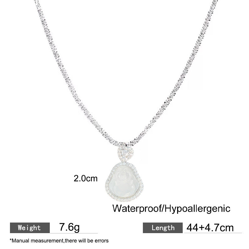 Sweet Sporty Titanium Steel Plated Necklace with Animal Brass Pendant, Cubic Zirconia and Pearl Inlay