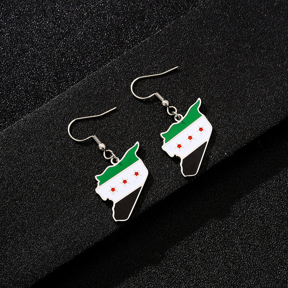 Pendientes colgantes geométricos de esmalte de acero inoxidable vintage para mujer y hombre, joyería de moda unisex