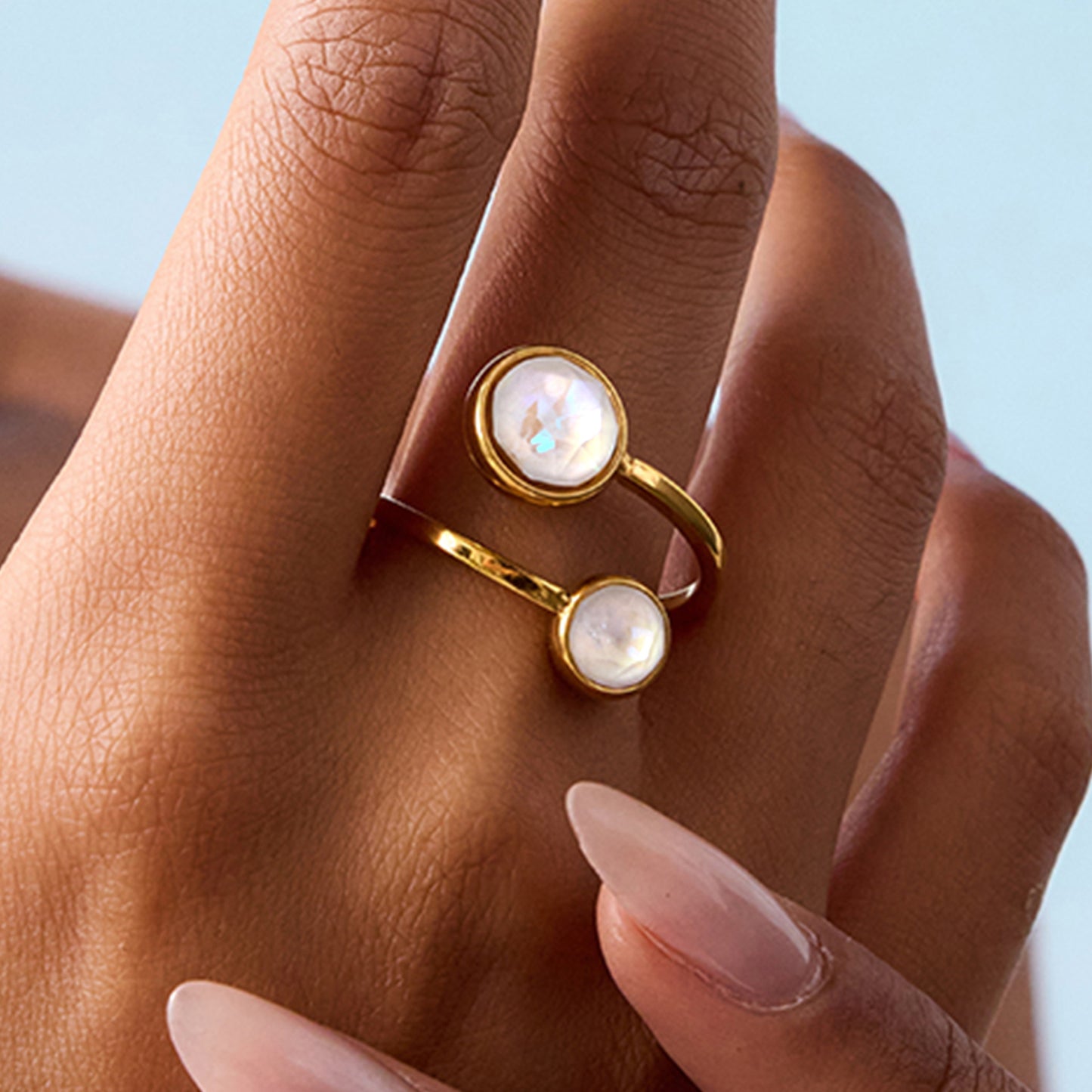 Anillo geométrico de acero de titanio con incrustaciones de circonita para mujer, joyería de moda de acero inoxidable galvanizado